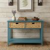 44" Teal Blue Solid Wood Console Table