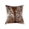 18" Brown and White Cowhide Throw Pillow