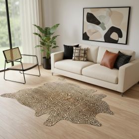 6' X 7' Brown And Black Cowhide Cheetah Print Area Rug
