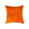 18" Orange Genuine Cowhide Stitchwork Throw Pillow