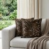 Set of Two 18" Chocolate And Gold Cowhide Throw Pillows