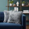 Set of Two 18" Gray Cowhide Throw Pillows