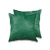 Set of Two 18" Green Cowhide Throw Pillows