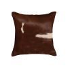 Set of Two 18" Brown And White Cowhide Throw Pillows