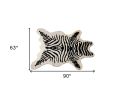 5' X 7' Black And White Faux Cowhide Zebra Print Area Rug