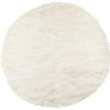 6' X 6' Off White Faux Fur Shag Washable Round Rug