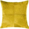 18" Yellow Cowhide Throw Pillow