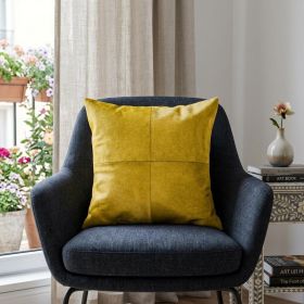 18" Yellow Cowhide Throw Pillow