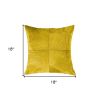 18" Yellow Cowhide Throw Pillow