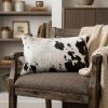 12" X 20" Chocolate And White Abstract Spots Cowhide Throw Pillow