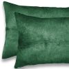 Set of Two 12" X 20" Green Cowhide Throw Pillows