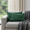 Set of Two 12" X 20" Green Cowhide Throw Pillows