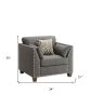 34" Charcoal and Brown Linen Arm Chair And Toss Pillows