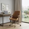 Coffee and Black Adjustable Swivel Faux Leather Rolling Office Chair