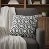 20" Gray And White Geometric Cotton Throw Pillow