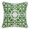 20" Green And White Stencil Cotton Throw Pillow