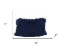 17" Navy Blue Genuine Tibetan Lamb Fur Pillow With Microsuede Backing
