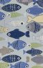 7' X 9' Blue Ivory And Green Fish Hand Tufted Area Rug