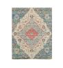 7' X 12' Blue Beige And Brick Red Jute Medallion Handmade Area Rug