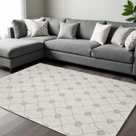 8' X 10' Ivory And Gray Wool Ogee Hand Tufted Area Rug