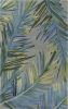 5' X 8' Blue And Gray Wool Tropical Botanical Hand Tufted Area Rug