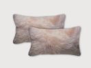 Set Of Two Blush Genuine Sheepskin Lumbar Accent Pillows