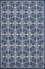 7' X 9' Blue And Ivory Floral Medallion Area Rug
