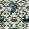 8' Ivory And Blue Southwestern Round Rug