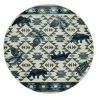 8' Ivory And Blue Southwestern Round Rug