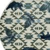 8' Ivory And Blue Southwestern Round Rug