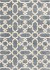 5' X 8' Slate Blue And Ivory Geometric Area Rug