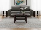Set of Three 36" Brown Coffee Table With Shelf