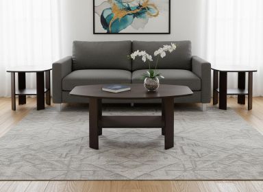 Set of Three 36" Brown Coffee Table With Shelf