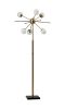 64" Brass Six Light LED Novelty Floor Lamp With White Glass Globe Shades
