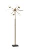 64" Brass Six Light LED Novelty Floor Lamp With White Glass Globe Shades