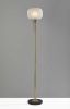 65" Brass Torchiere Floor Lamp With White Acrylic Globe Shade