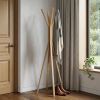 68" Natural Modern Wood Coat Tree Rack