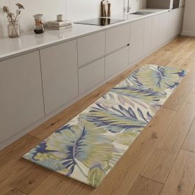 8' Green Pink And Purple Wool Tropical Botanical Hand Tufted Runner Rug