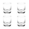 Set of Four Clear Mouth Blown Crystal Old Fashion Glasses
