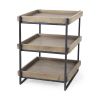 26" Brown Solid Wood Square End Table With Two Shelves