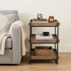 26" Brown Solid Wood Square End Table With Two Shelves