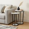 25" Black And White Marble End Table