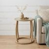 26" Brown And Clear Glass Round End Table