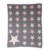 Grey Ivory And Pink Stars Knitted Baby Blanket