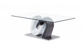 48" Clear Gray and White Glass And Steel Mod Coffee Table