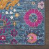 6' Blue And Orange Floral Distressed Runner Rug