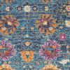 6' Blue And Orange Floral Distressed Runner Rug