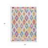 5' X 7' Gray Blue And Orange Ogee Distressed Area Rug
