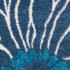 10' Blue And Gold Floral Runner Rug
