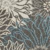 6' Blue And Gray Floral Runner Rug